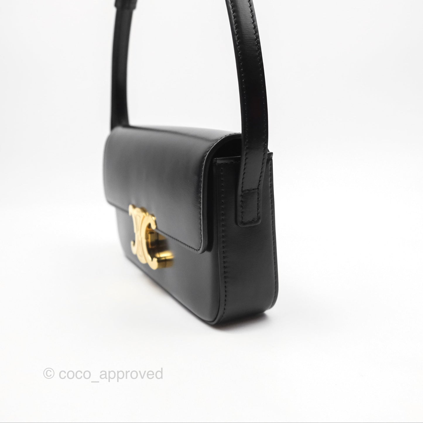 Celine Triomphe Shoulder Bag Black Calfskin