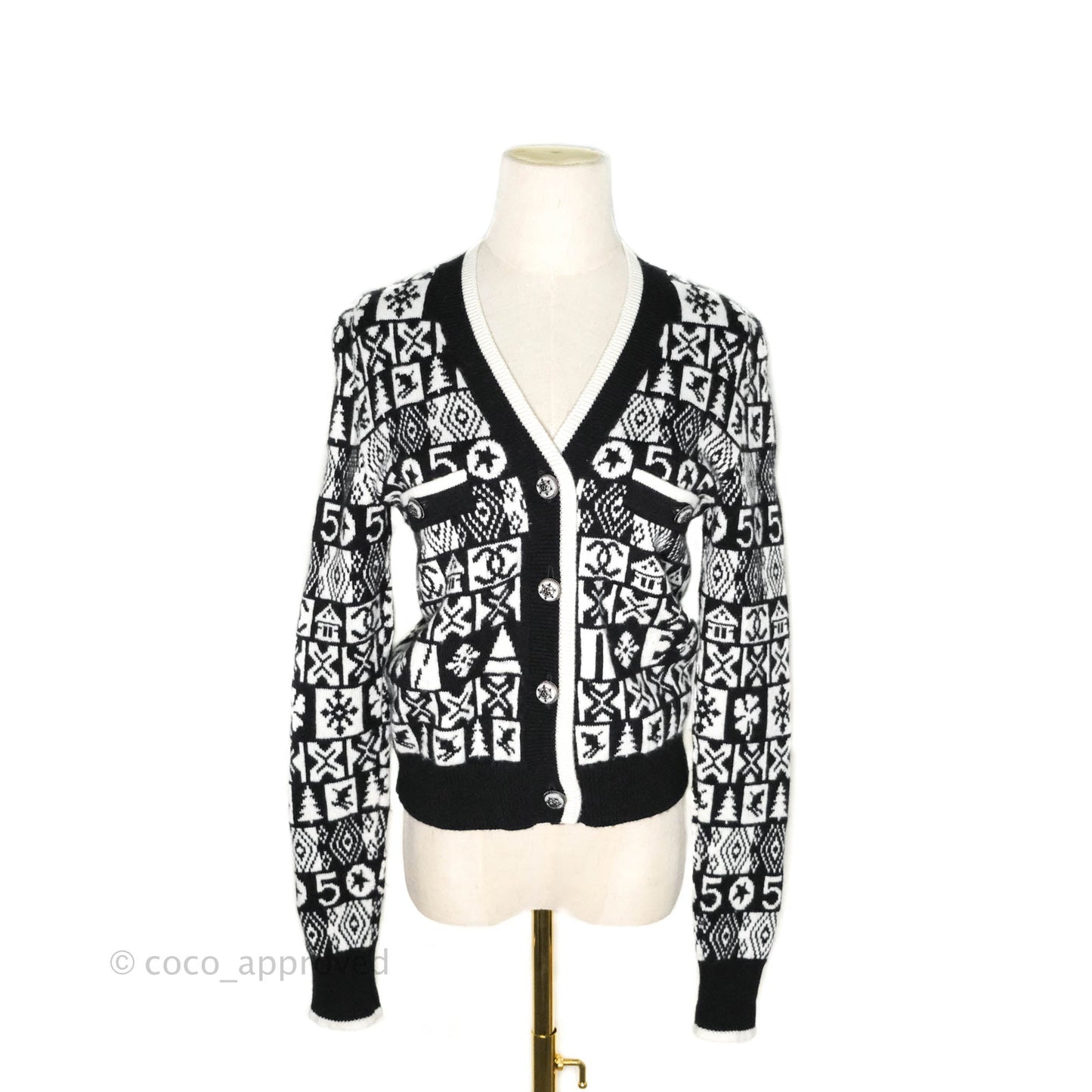 Chanel Black & White Cashmere Cardigan 19B