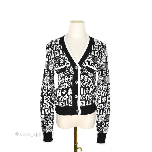 Chanel Black & White Cashmere Cardigan 19B