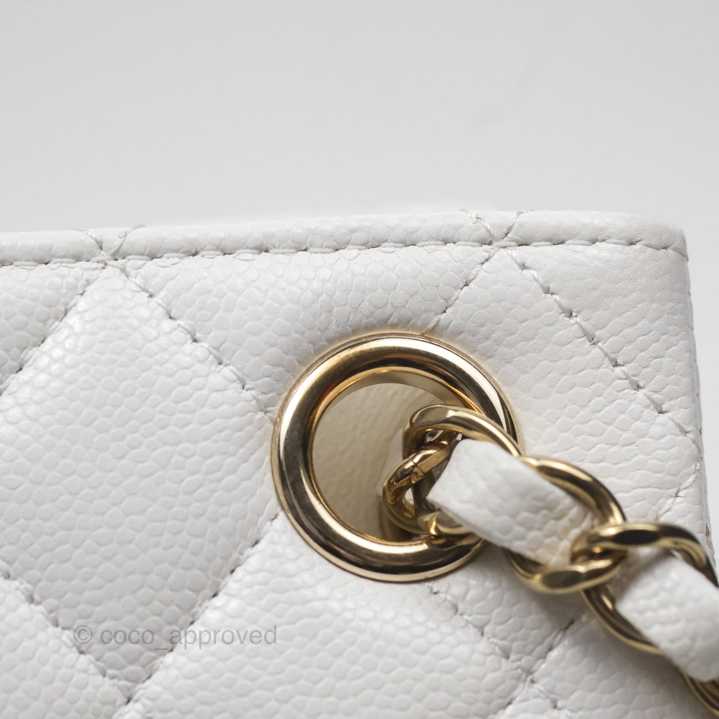 Chanel Mini Bucket Tote White Caviar Gold Hardware 22S