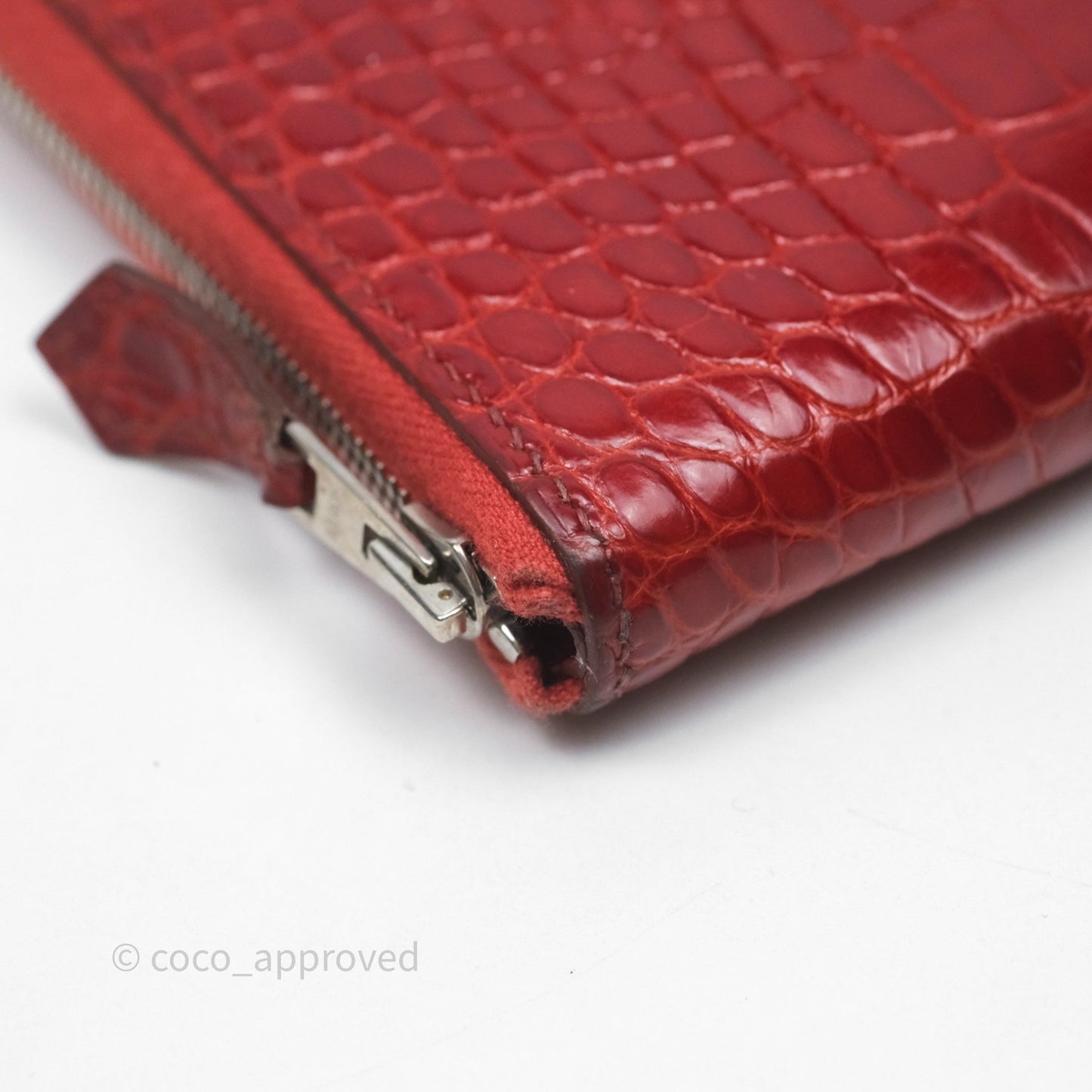 Hermès Azap Wallet Red Alligator Palladium Hardware