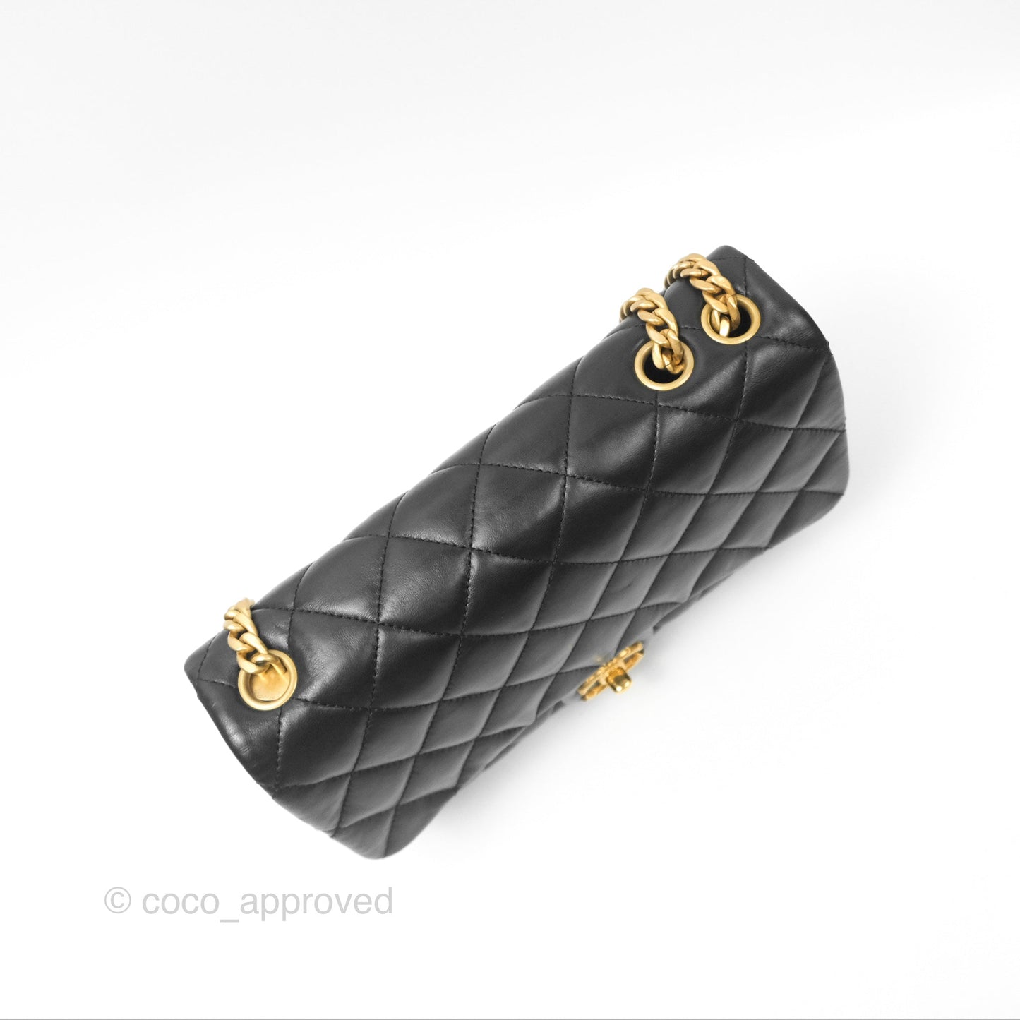 Chanel Flap Bag with Adjustable Strap Black Lambskin Aged Gold Hardware 22K