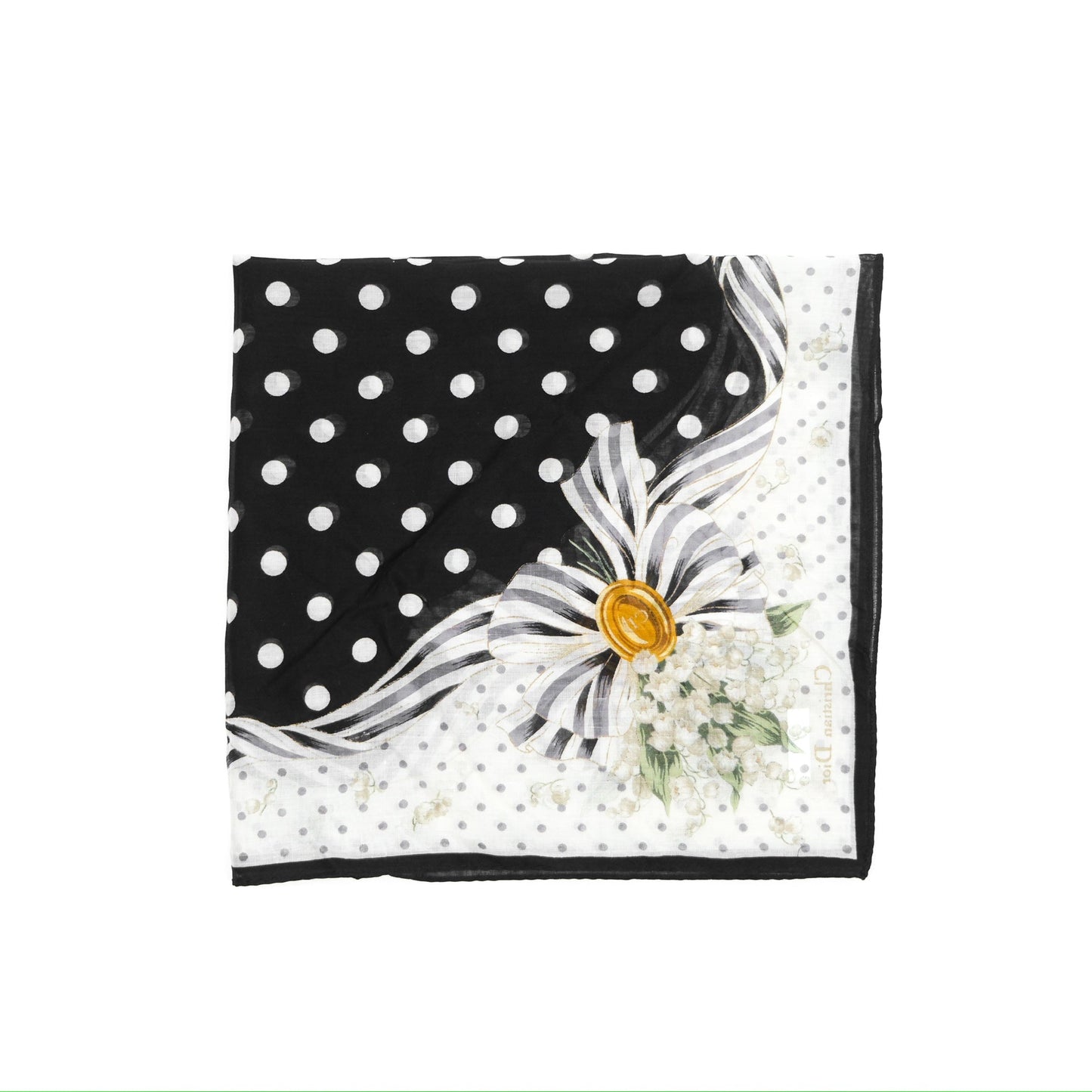 Christian Dior Vintage Scarf Black/ White Cotton