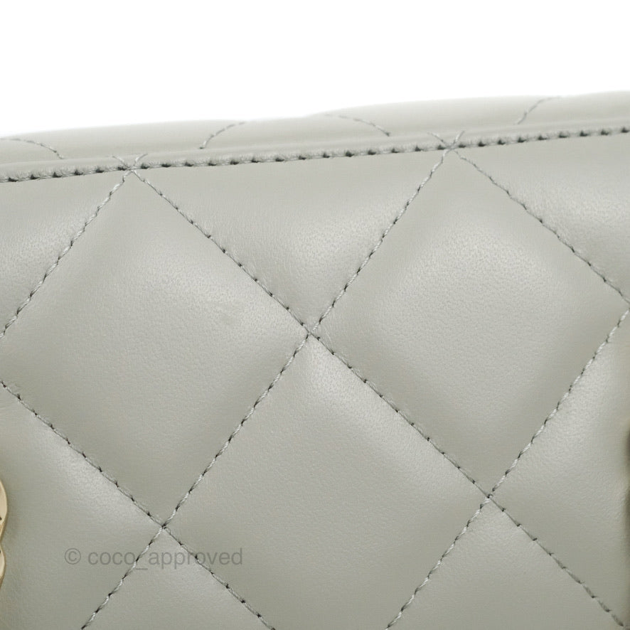 Chanel Vanity with Resin Chain Grey Lambskin Gold Hardware