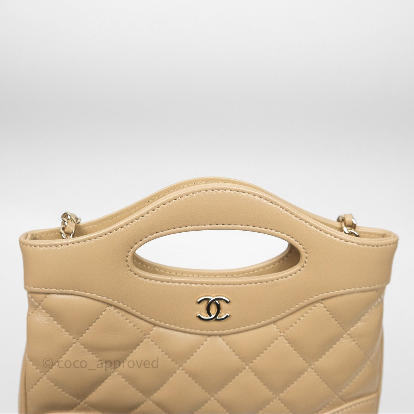 Chanel Nano 31 Beige Shiny Lambskin Gold Hardware