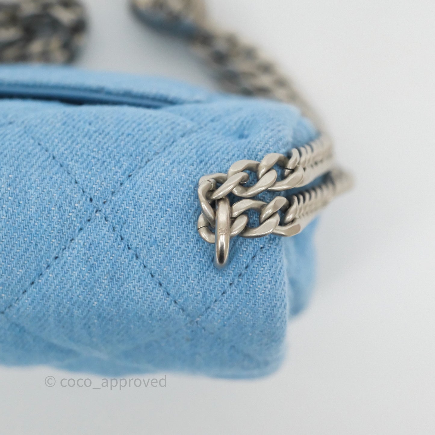 Chanel Heart Crush Mini Flap Bag Blue Denim Aged Silver Hardware