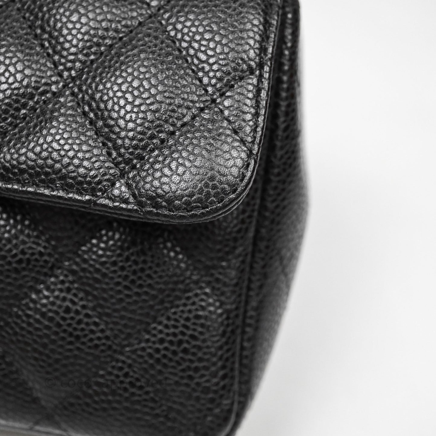 Chanel East West Flap Bag Black Caviar Silver Hardware