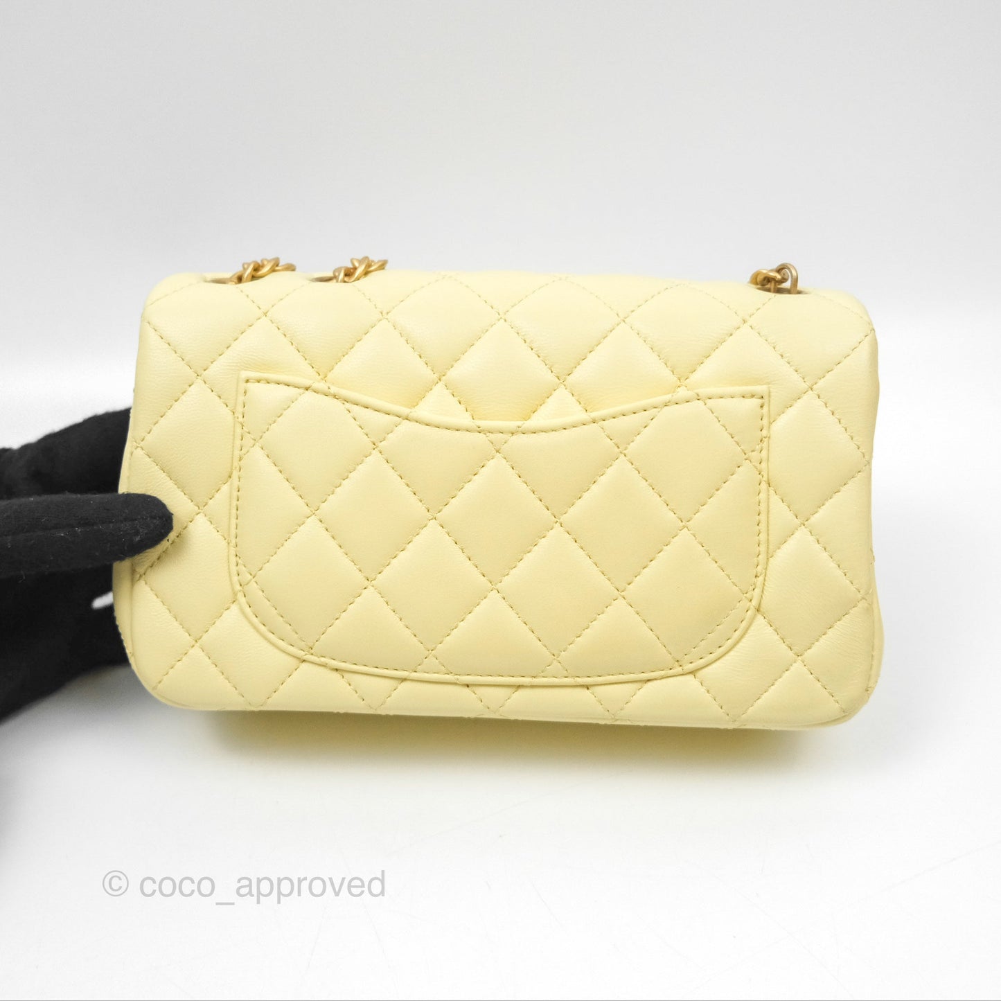Chanel Mini Rectangular Flap with Camellia Adjustable Chain Yellow Lambskin Aged Gold Hardware 23S