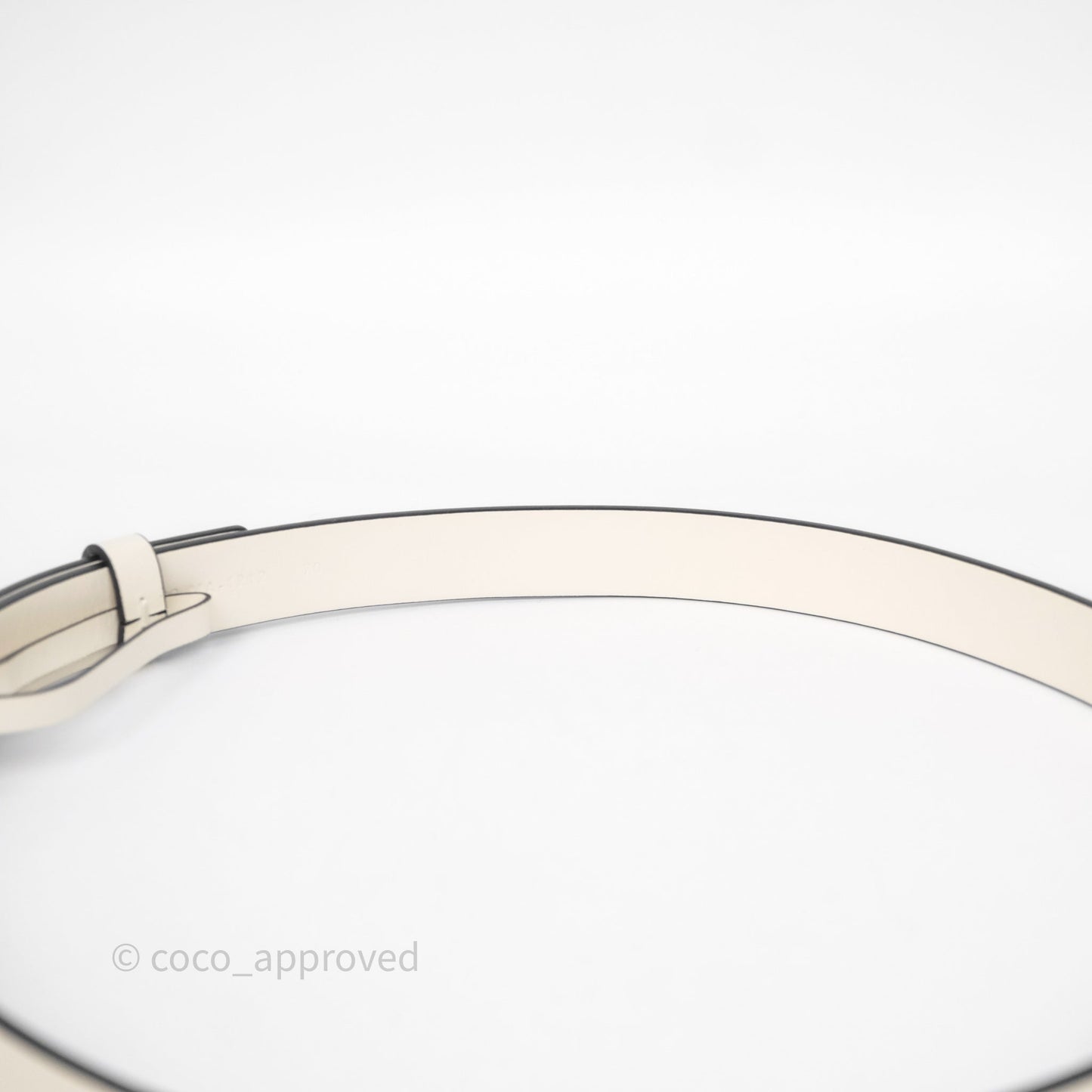 Christian Dior Saddle Belt Ivory White Calfskin Gold Hardware 20mm Size 70