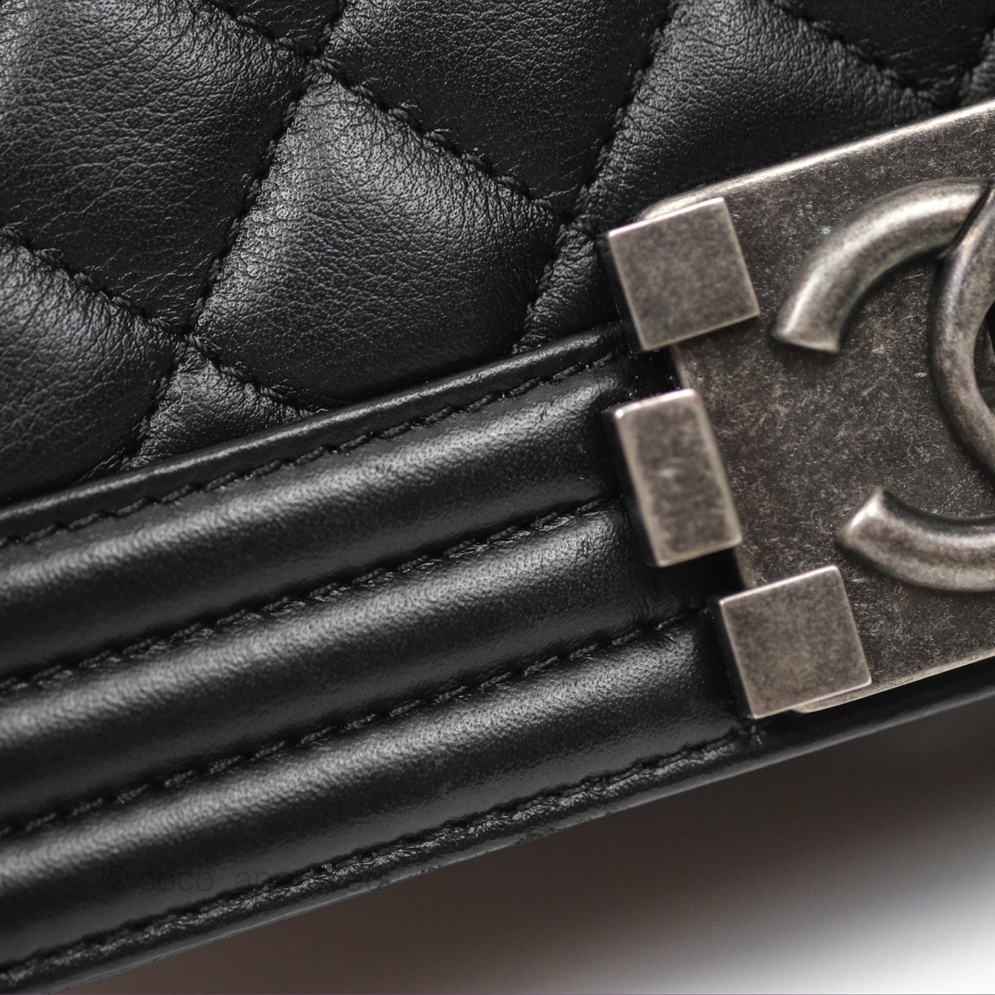 Chanel Small Boy Black Calfskin Ruthenium Hardware