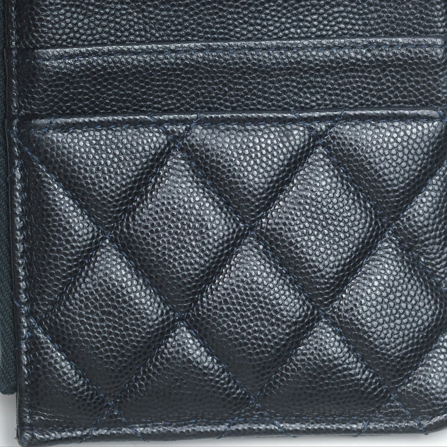 Chanel Classic Flat Navy Caviar Wallet Pouch Gold Hardware