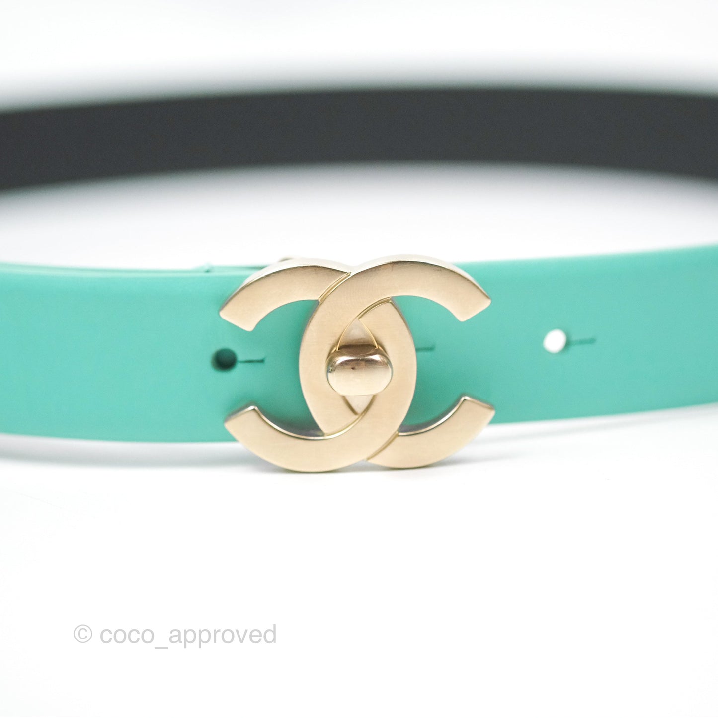 Chanel Calfskin CC Turn Lock Belt Turquoise 18C