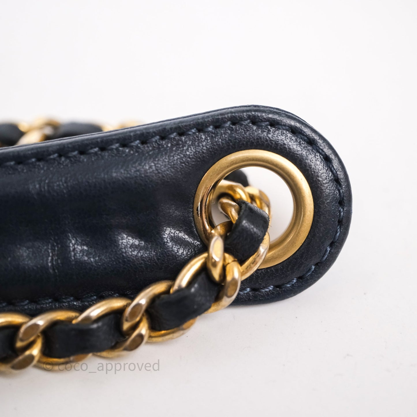 Chanel CC Camera Bag Quilted Navy Lambskin Aged Gold Hardware