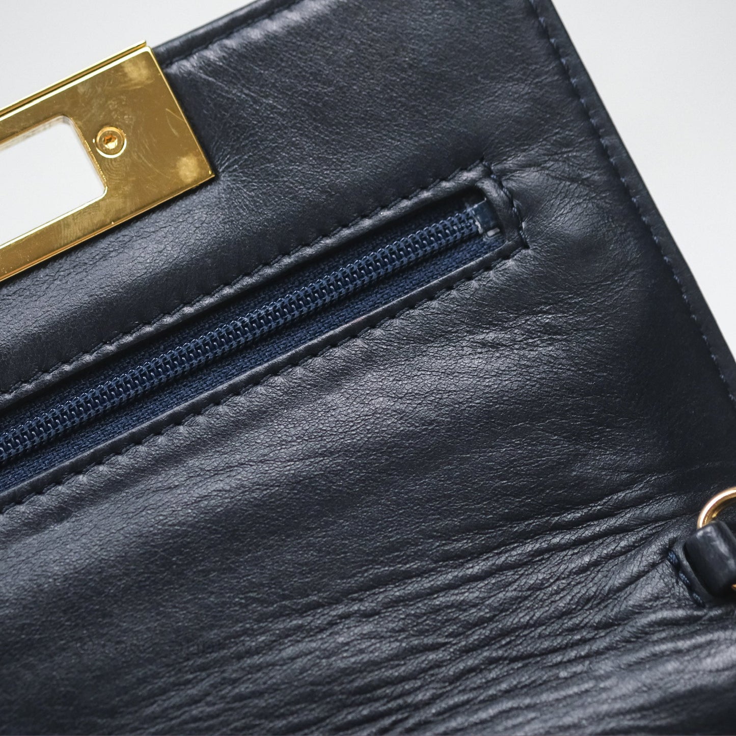 Chanel Golden Class Wallet on Chain WOC Navy Lambskin Gold Hardware