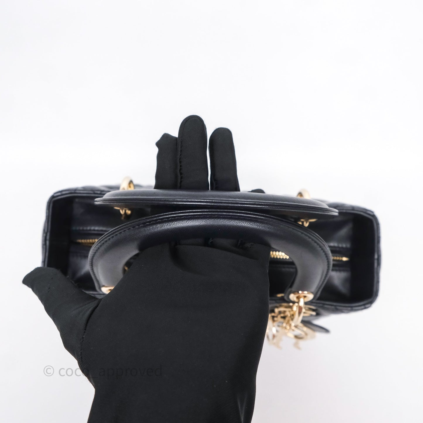 Christian Dior Medium Lady Dior Navy Lambskin Gold Hardware