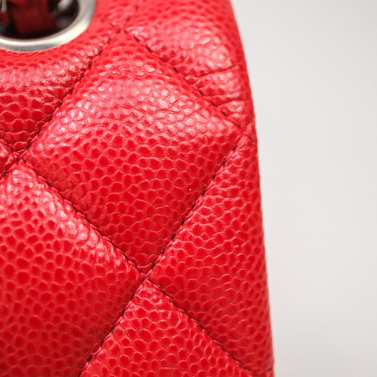 Chanel Small Classic Flap Quilted Red Caviar Silver Hardware