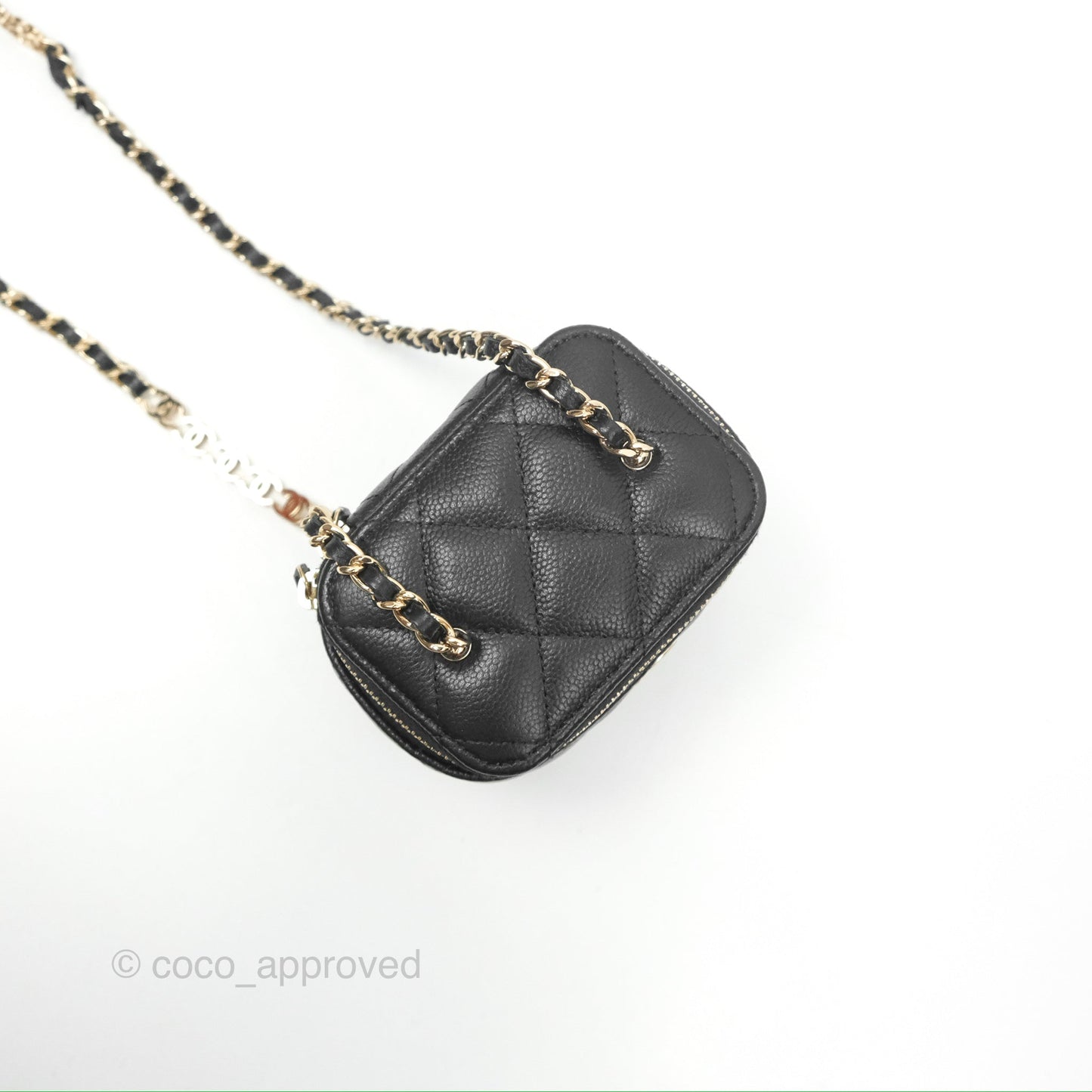 Chanel Mini Vanity With CC Chain Black Caviar Gold Hardware