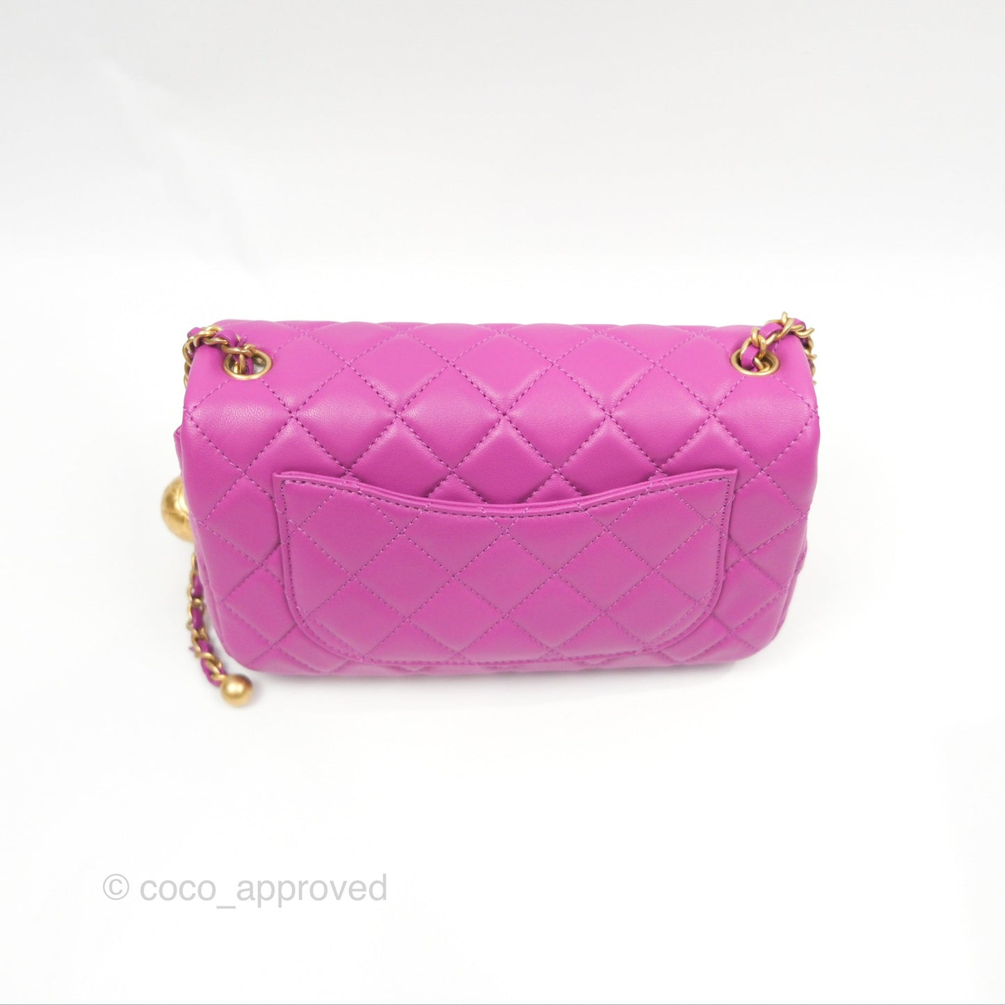 Chanel Mini Rectangular Pearl Crush Quilted Purple Lambskin Aged Gold Hardware