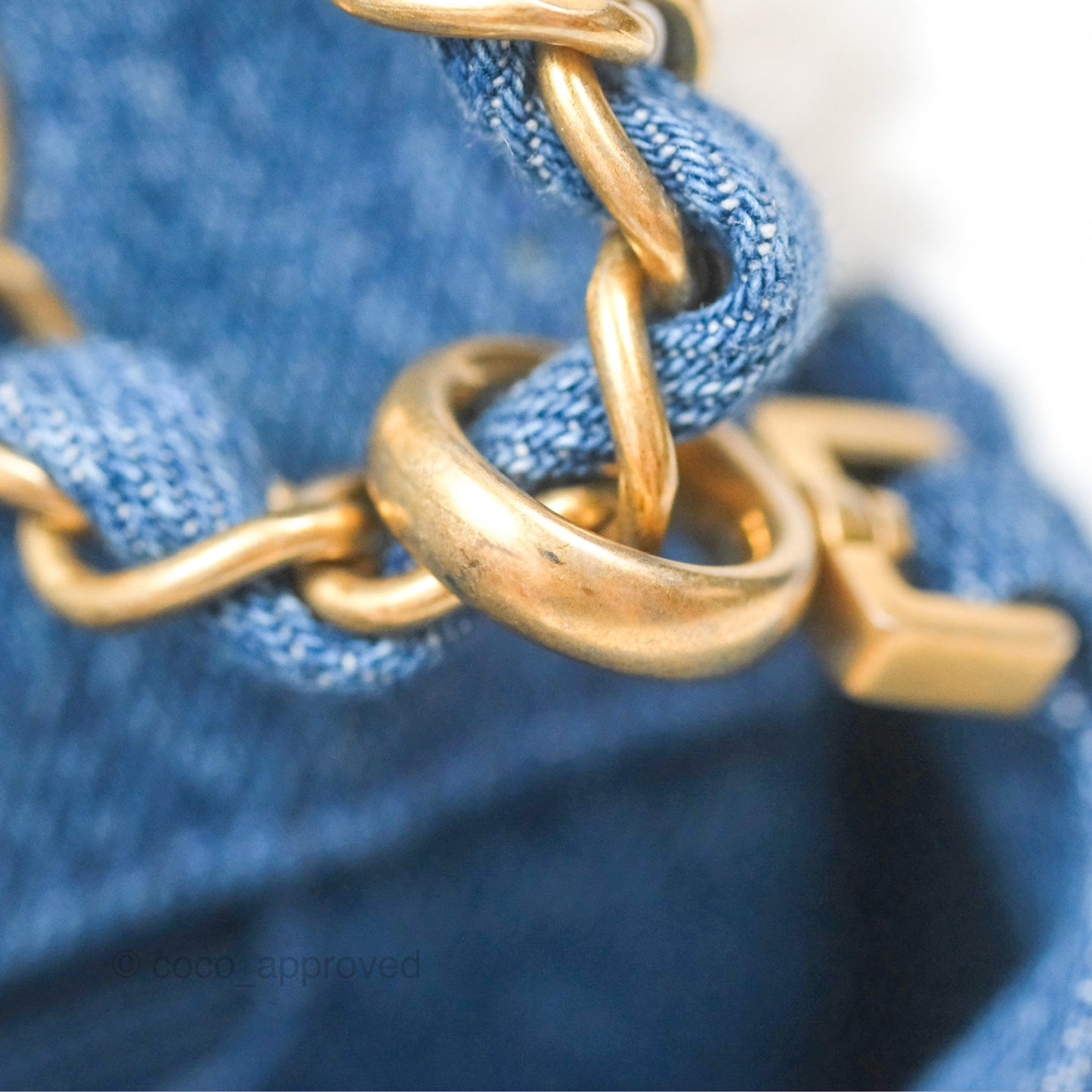 Chanel Medium Denim Shearling Hieroglyph Flap Bag Aged Gold Hardware