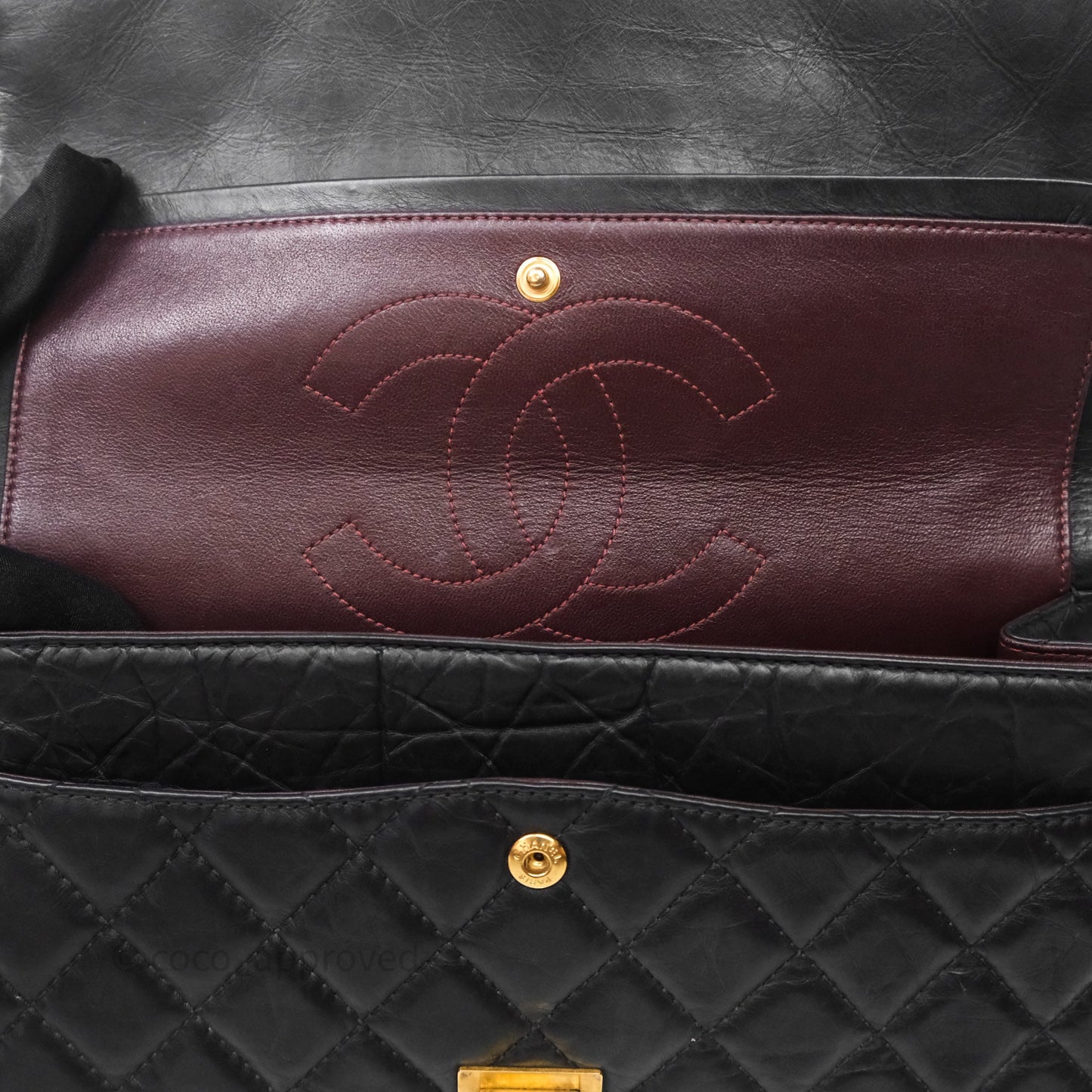 Chanel Quilted 2.55 Reissue 226 Flap Bag Black Aged Calfskin Gold Hardware