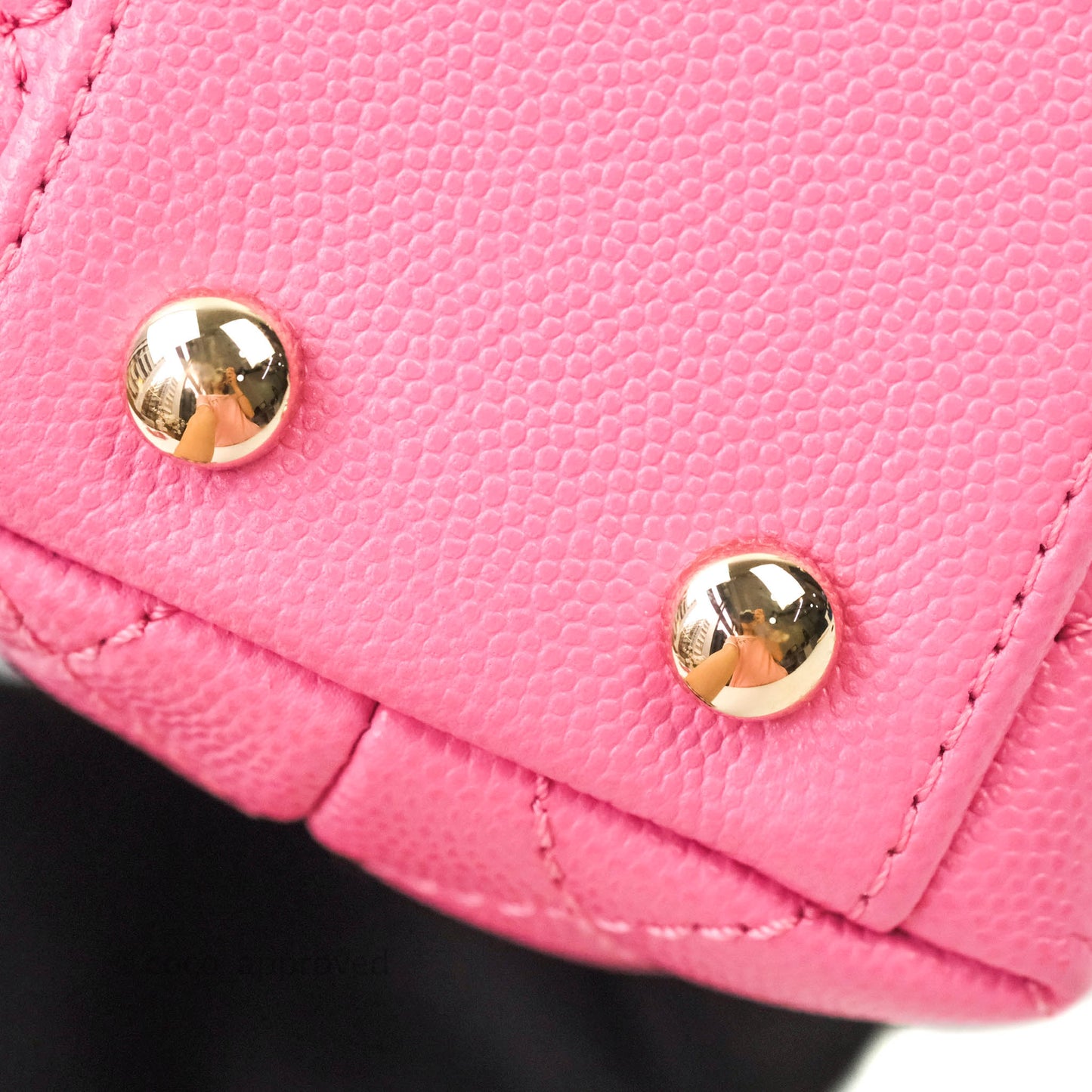 Chanel Extra Mini Coco Handle Quilted Pink Caviar Lizard Embossed Handle Gold Hardware