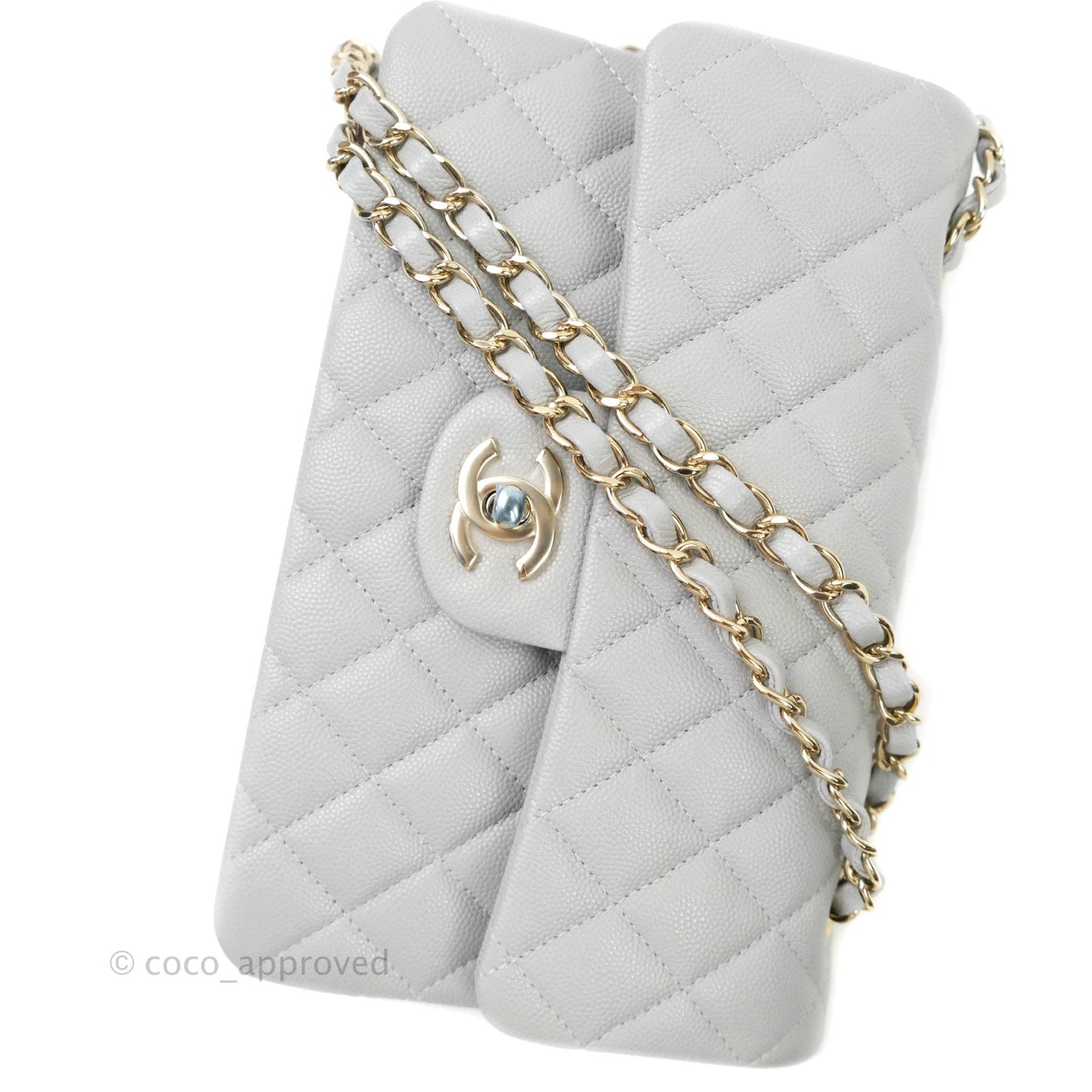 Chanel Classic Small S/M Flap Grey Caviar Gold Hardware