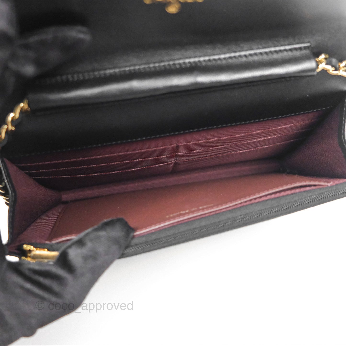 Chanel Quilted Classic Wallet on Chain WOC Black Lambskin Gold Hardware