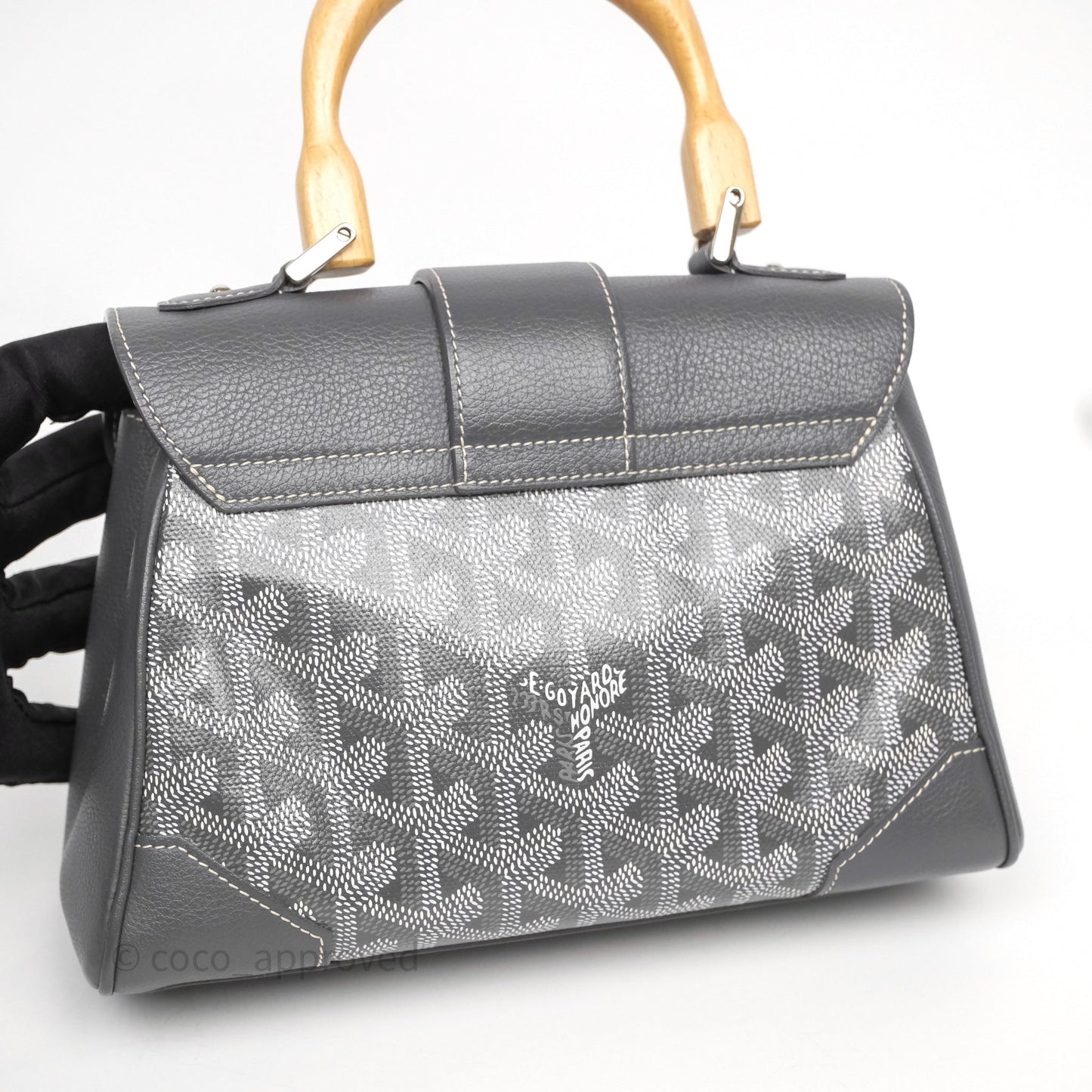 Goyard Saïgon Mini Bag Chevroches Calfskin Grey Silver Hardware