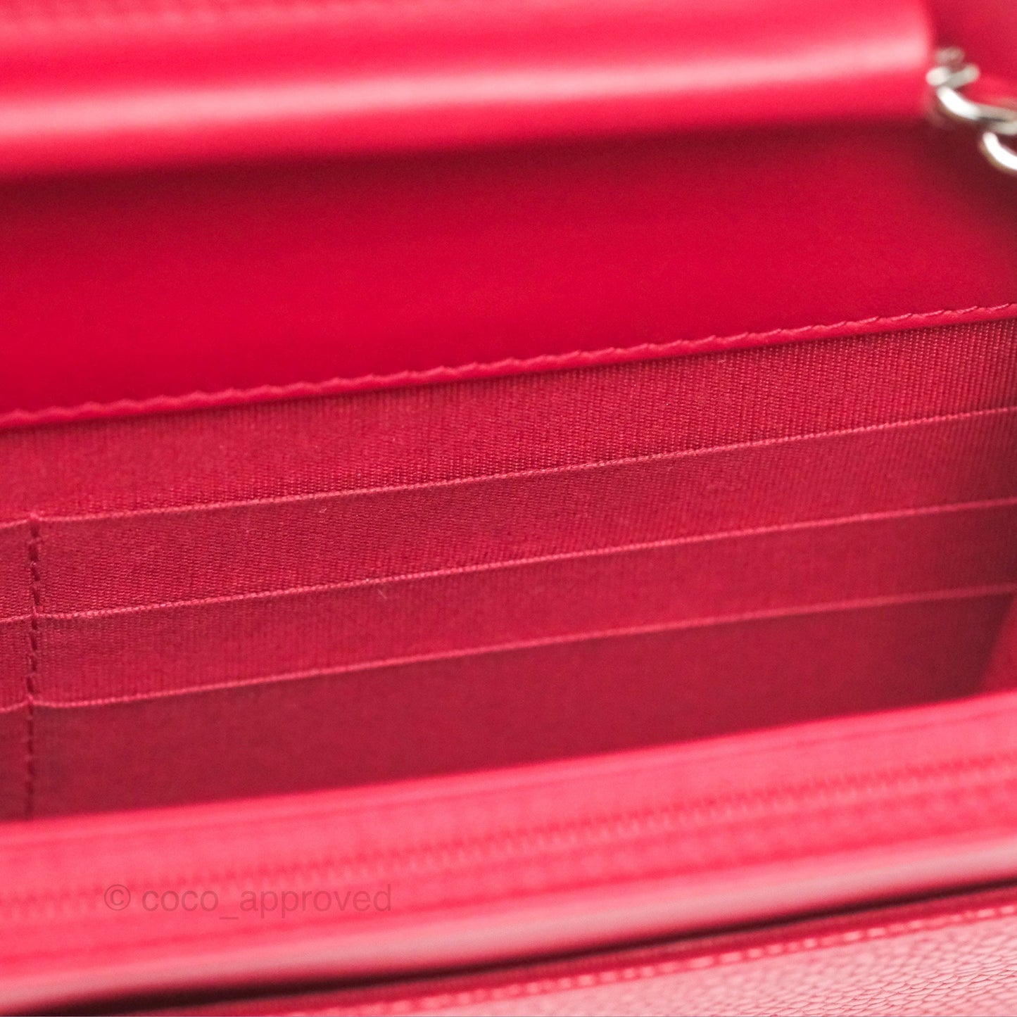 Chanel CC Wallet On Chain WOC Dark Pink Caviar Silver Hardware
