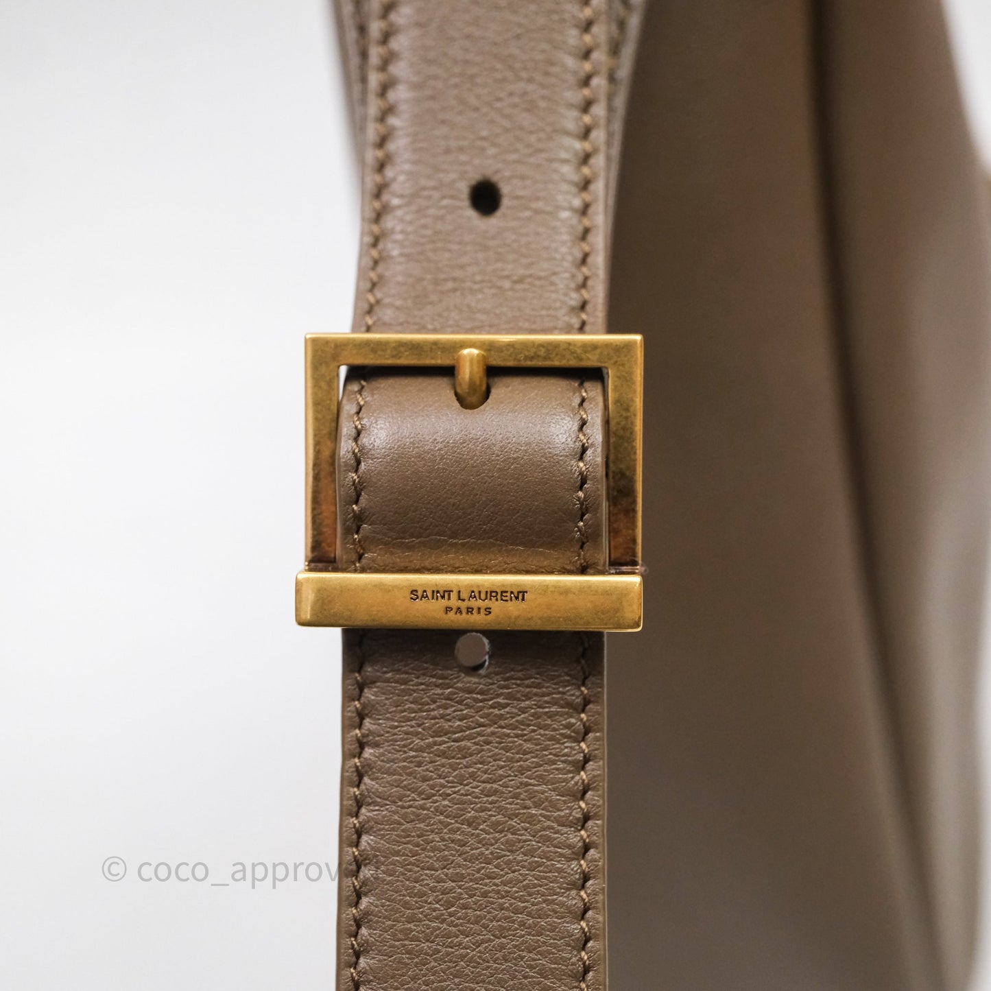 Saint Laurent LE 5 à 7 Supple Small Choco Brown Grained Leather Gold Hardware