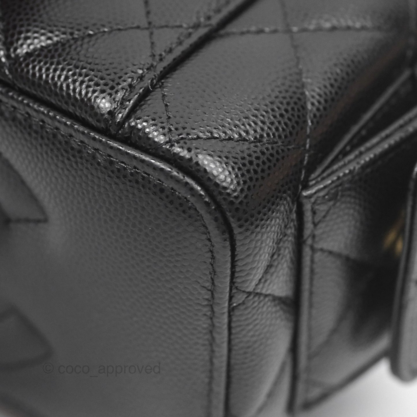 Chanel Cargo Pocket Top Handle Vanity with Chain Black Caviar Gold Hardware