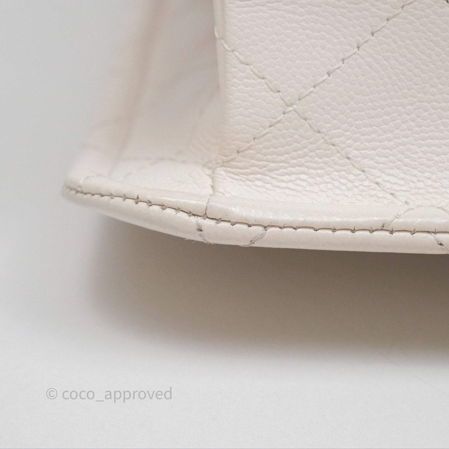 Chanel Large Quilted Sweet Classic Flap White Caviar Aged Gold Hardware