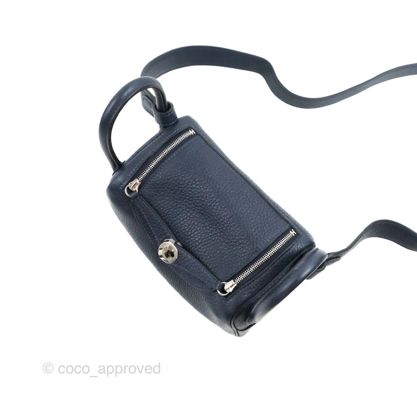 Hermès Mini Lindy 20 Bleu Nuit Clemence Palladium Hardware