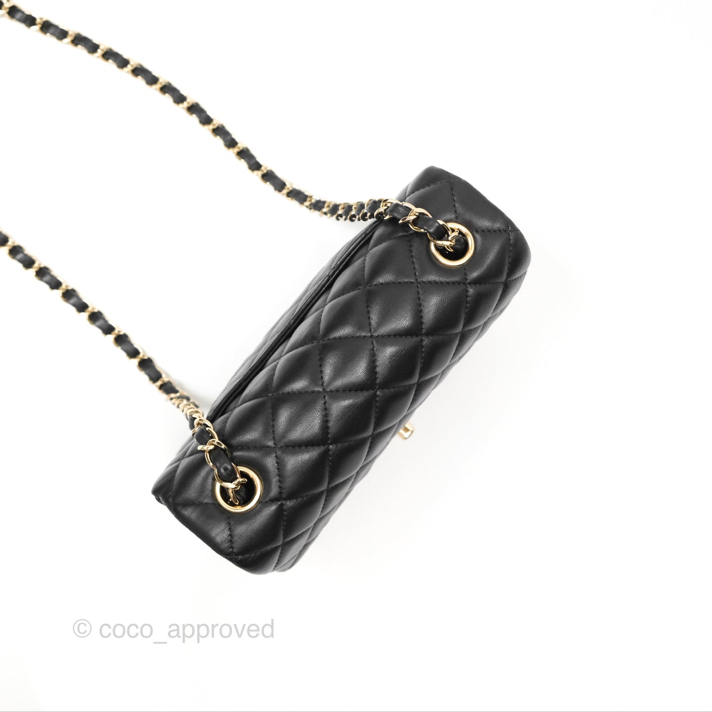 Chanel Quilted Mini Rectangular Black Lambskin Gold Hardware