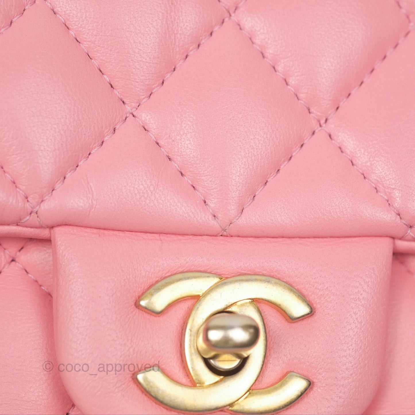 Chanel Mini Square Pink Lambskin Aged Gold Hardware