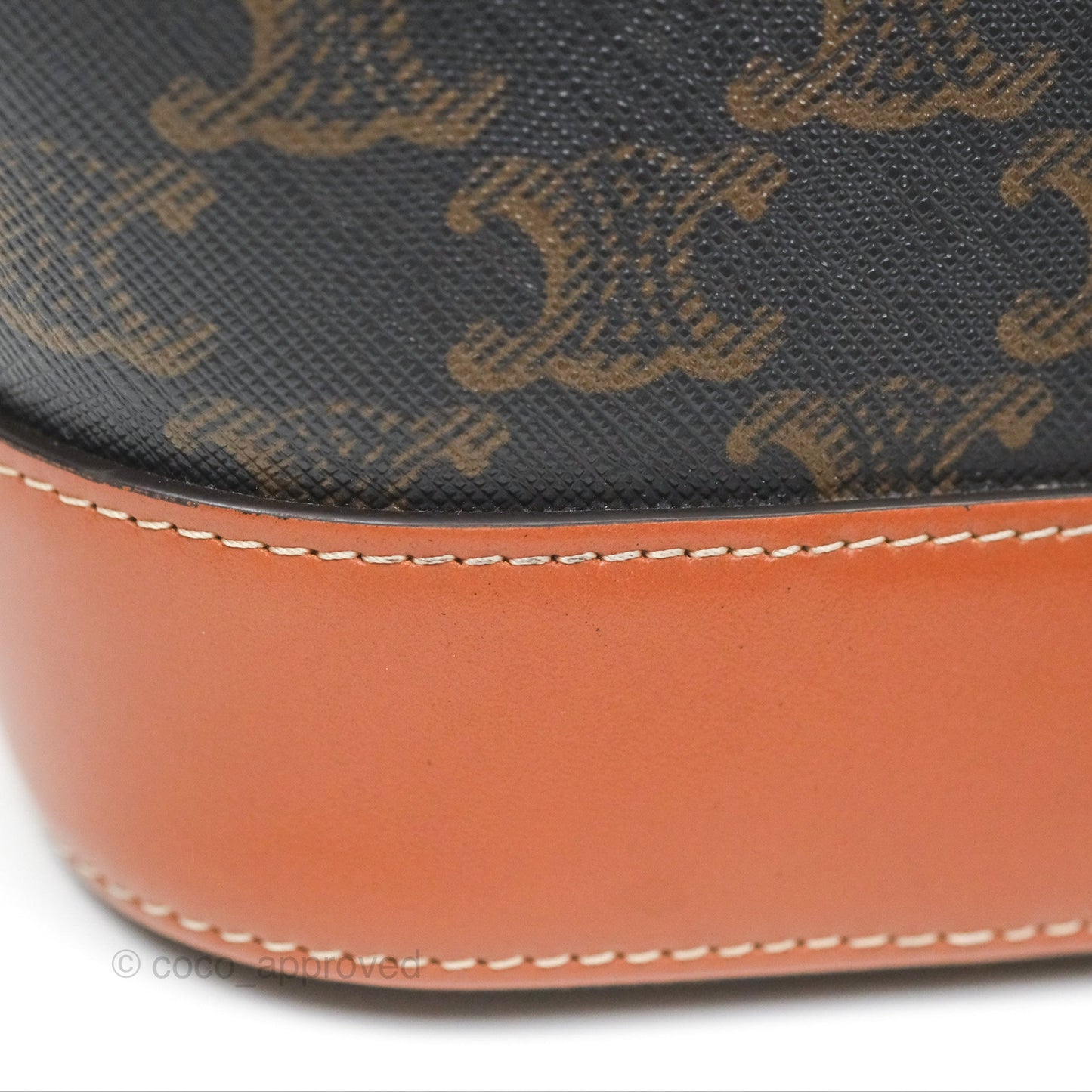 Celine Small Bucket Triomphe Canvas Tan Calfskin