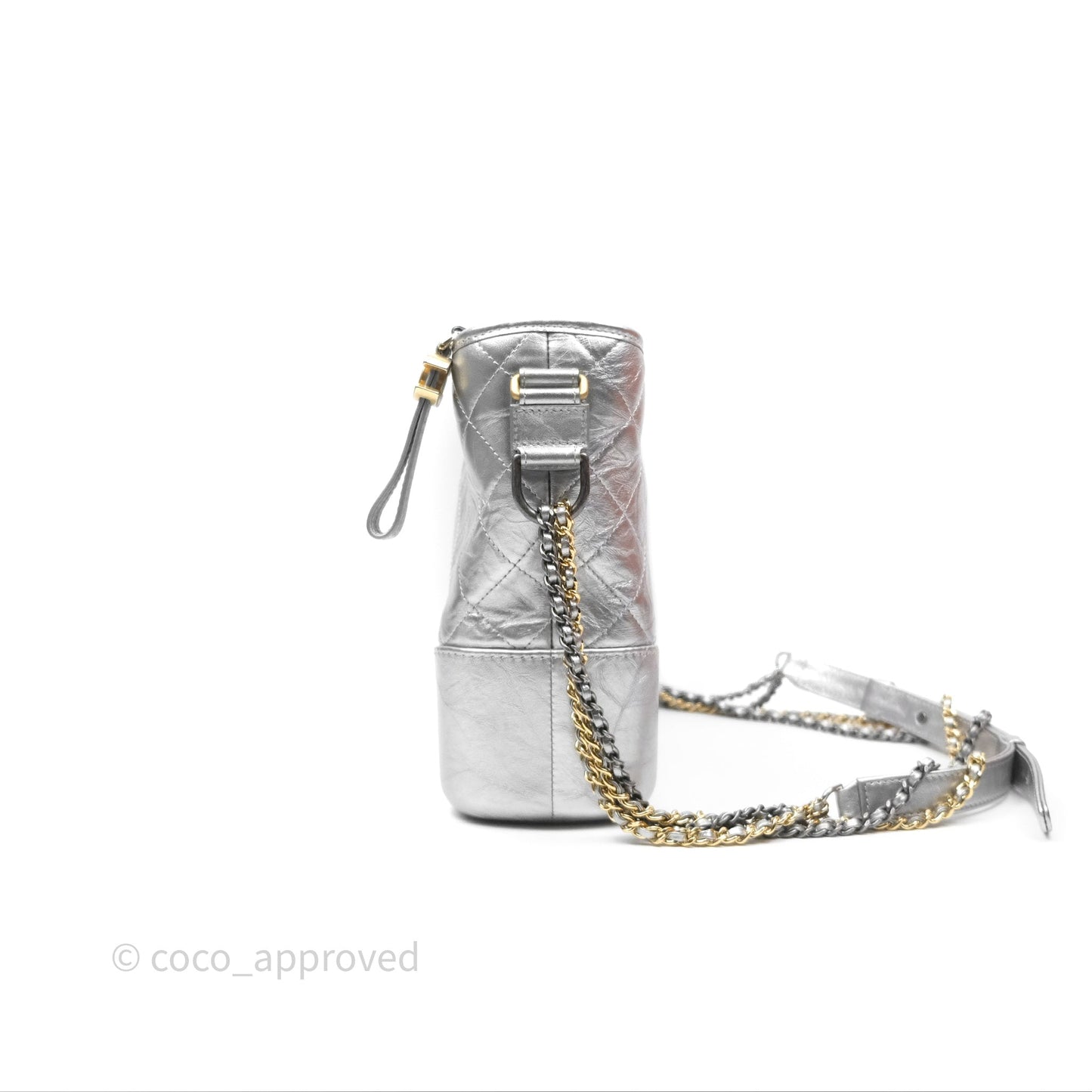 Chanel Large Gabrielle Hobo Metallic Silver Aged Calfskin Mixed Hardware