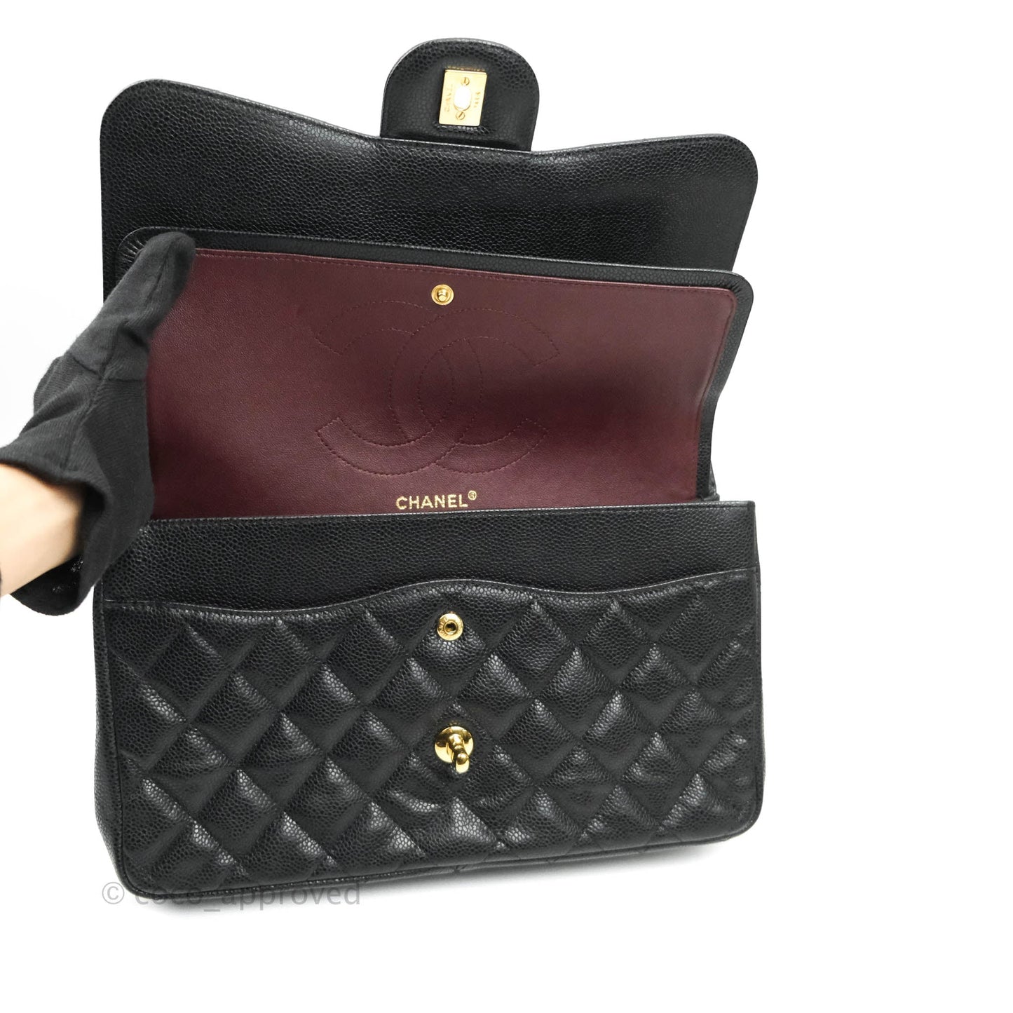 Chanel Jumbo Double Flap Black Caviar Gold Hardware⁣⁣