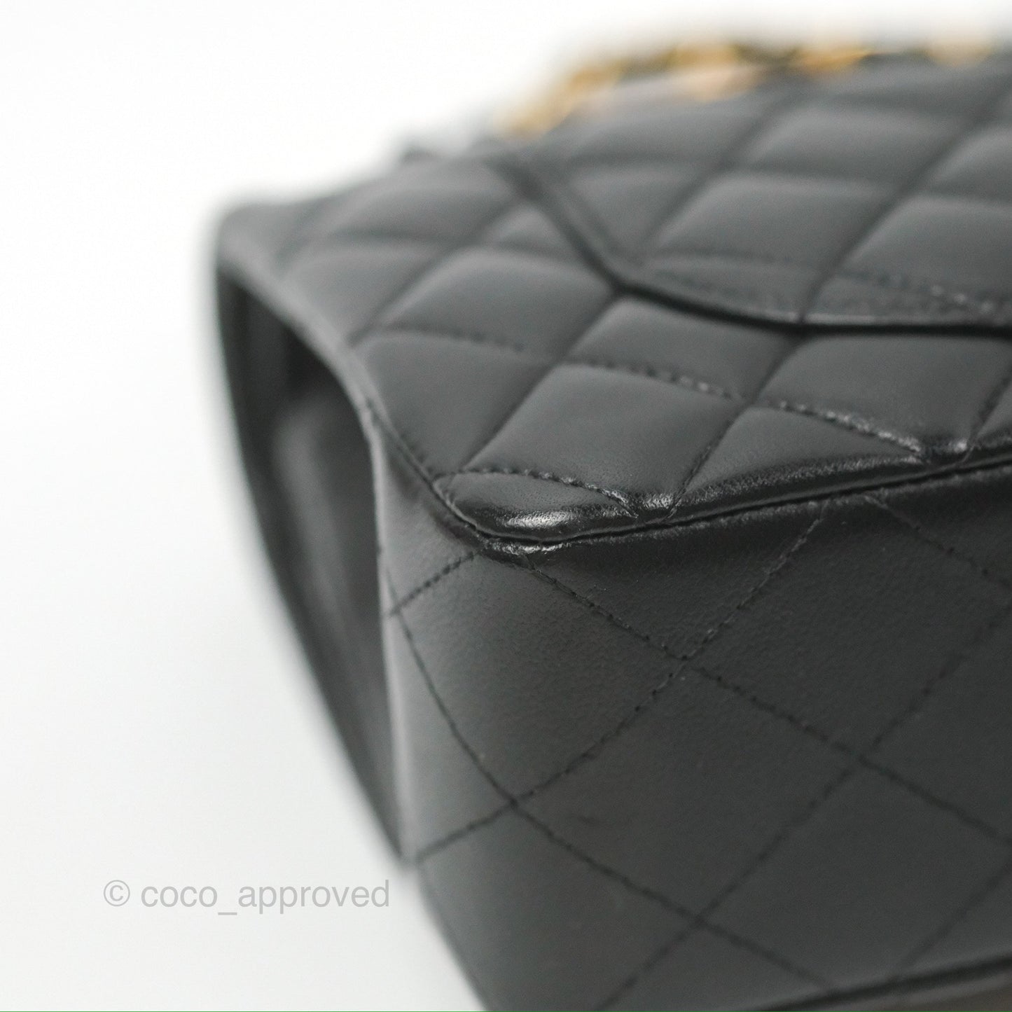 Chanel Small Classic Quilted Flap Black Lambskin Gold Hardware
