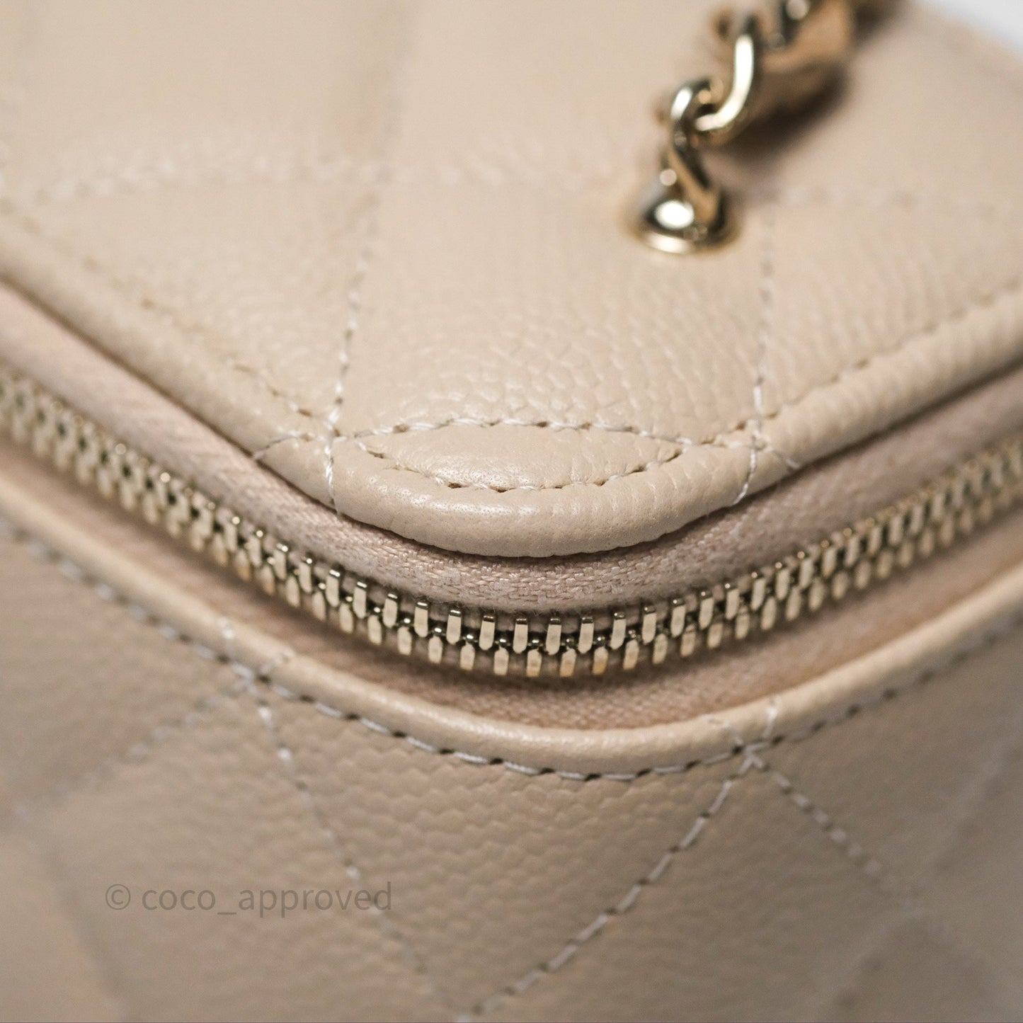 Chanel Mini Vanity With CC Chain Beige Caviar Gold Hardware