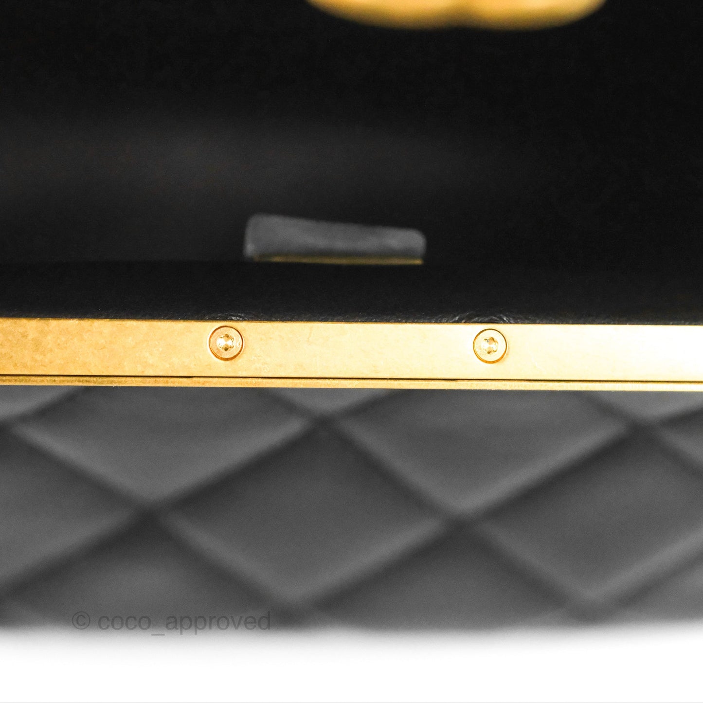 Chanel Logo Crystal Kiss-lock Vanity with Chain Black Lambskin 23C