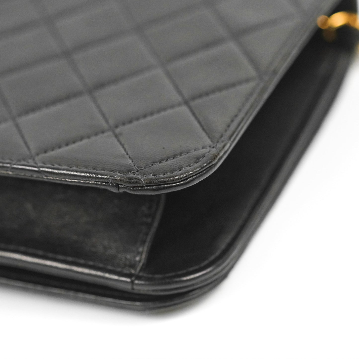 Chanel Vintage Full Flap Quilted Shoulder Bag Black Lambskin 24K Gold Hardware