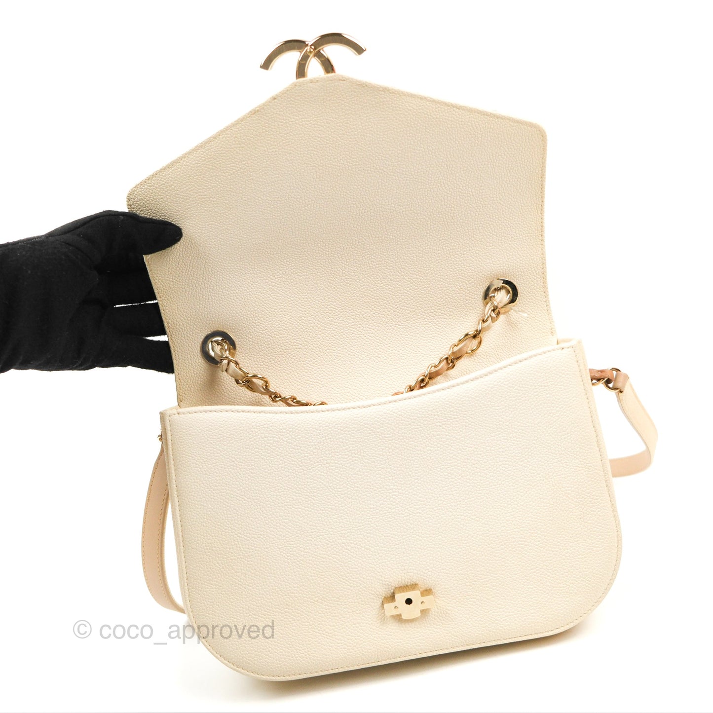 Chanel Medium CC Cuba Flap Bag Ivory Caviar Light Gold Hardware