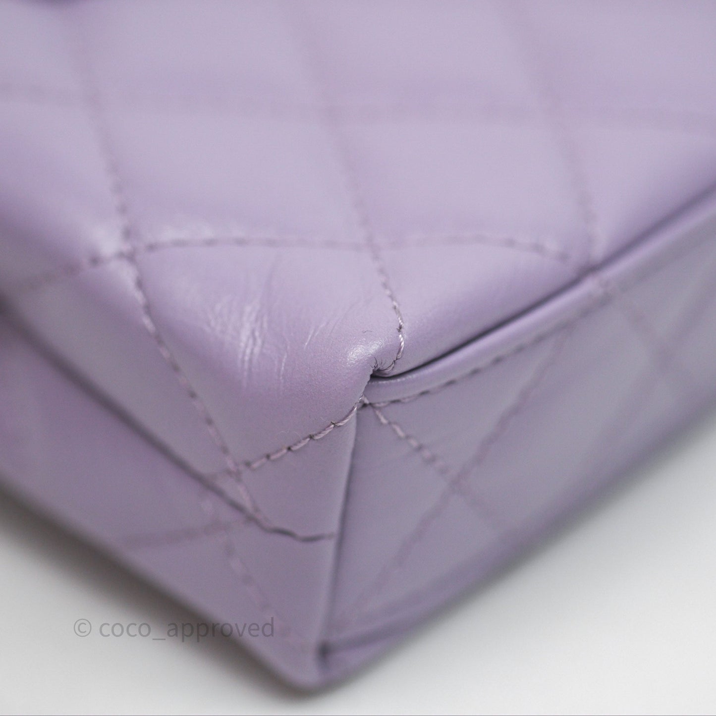 Chanel Mini Nano Kelly Bag Purple Shiny Calfskin Aged Gold Hardware