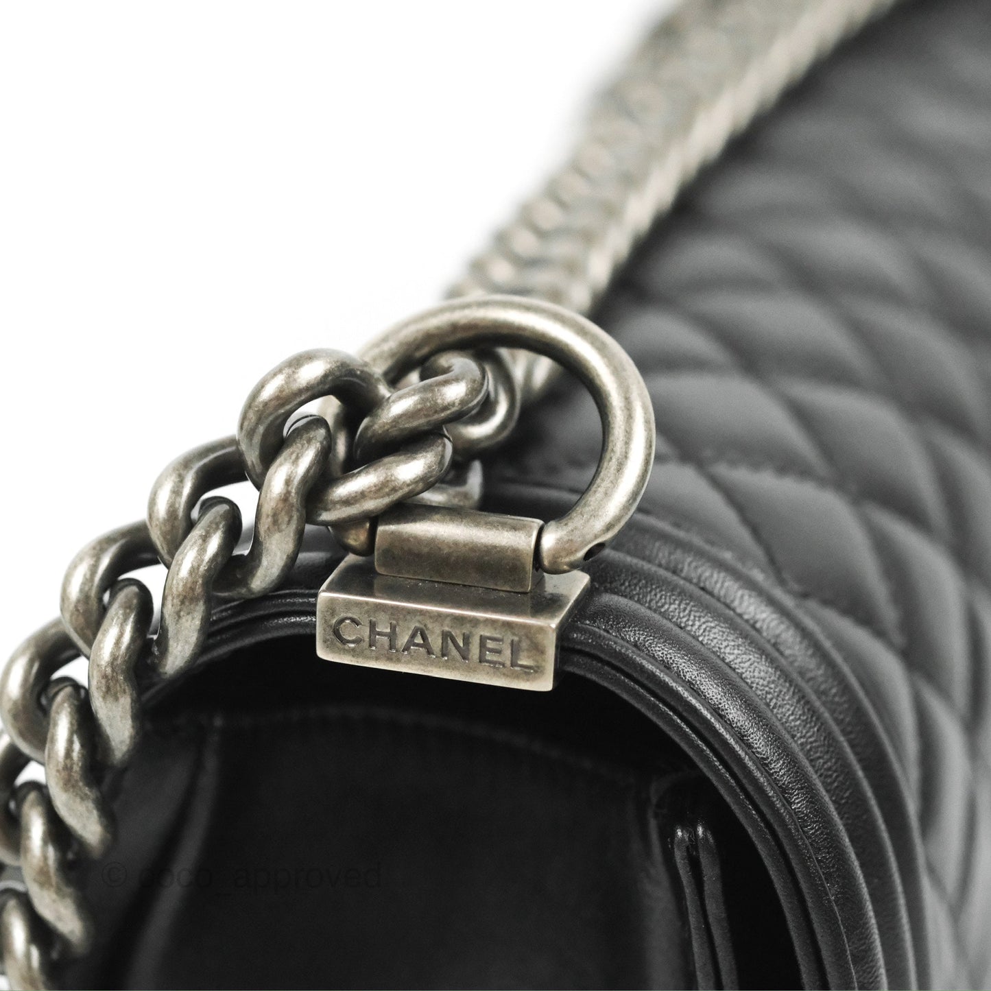 Chanel Quilted Medium Boy Black Calfskin Ruthenium Hardware