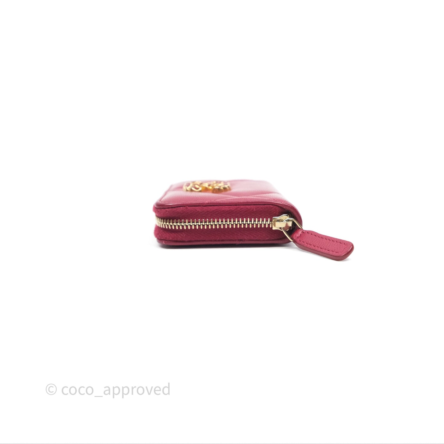 Chanel 19 Zip Card Holder Pink Lambskin Gold Hardware