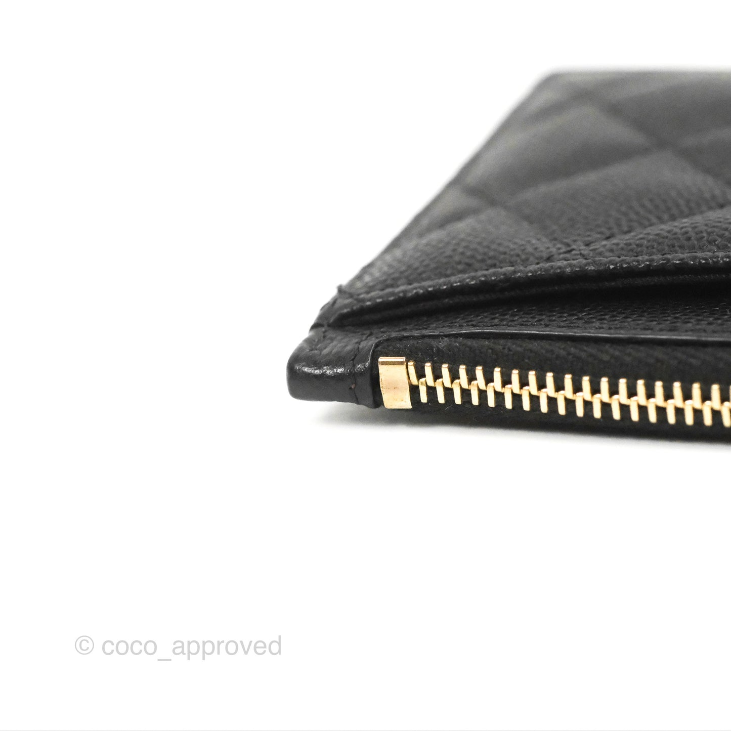 Chanel Quilted CC Zipped Card Holder Black Caviar Gold Hardware