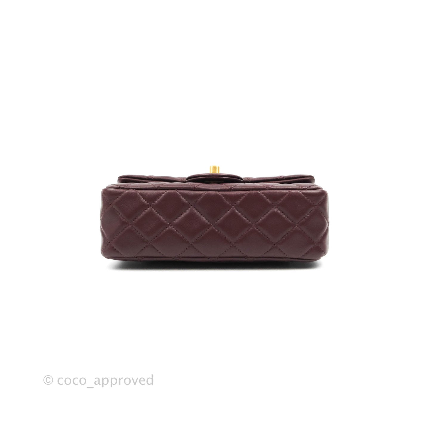 Chanel Mini Rectangular Pearl Crush Quilted Maroon Red Lambskin Gold Hardware