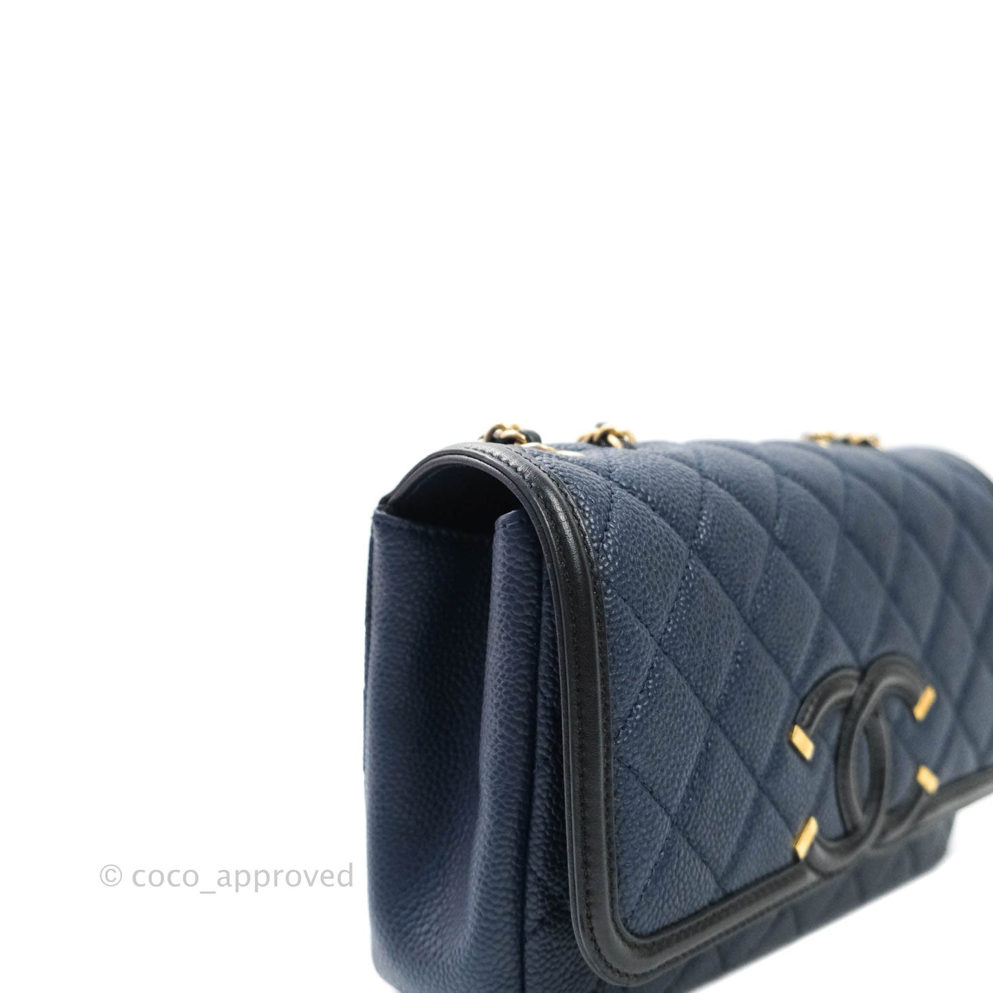 Chanel Quilted Small CC Filigree Flap Navy Caviar