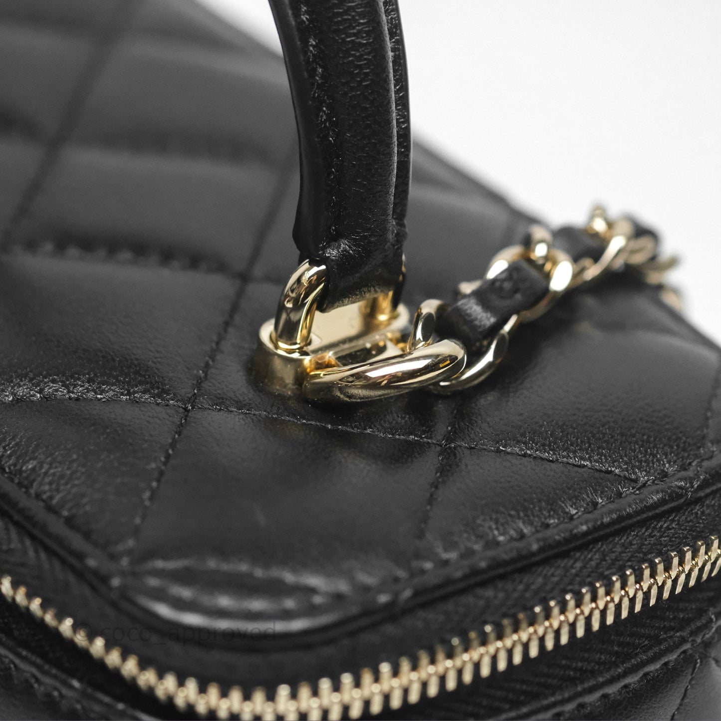 Chanel Vanity Rectangular Top Handle Black Lambskin Gold Hardware